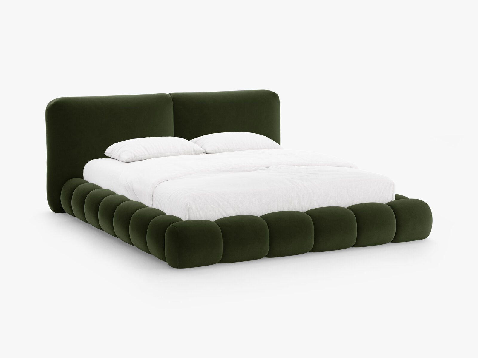 Micadoni Stauraumbett mit Kopfteil Solange Samt Magic Velvet Armeegrün 140x200