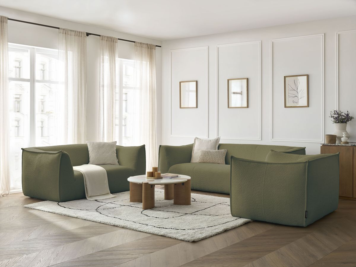 Bobochic Giorgia Sofa 5-Sitzer 534 × 100 cm Bouclé-Stoff Grün