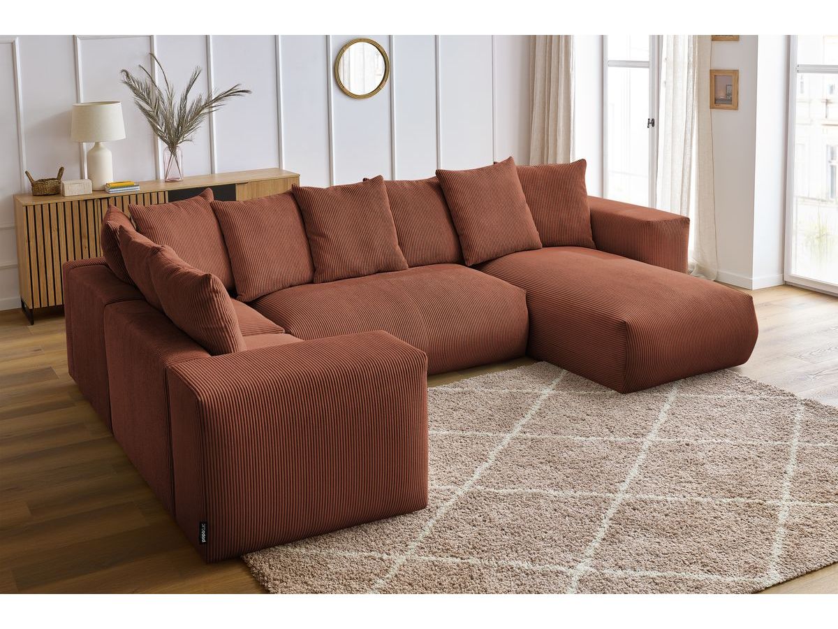 Bobochic Voltaire Wohnlandschaft 356 × 214 cm Cordsamt Orange Ecke rechts