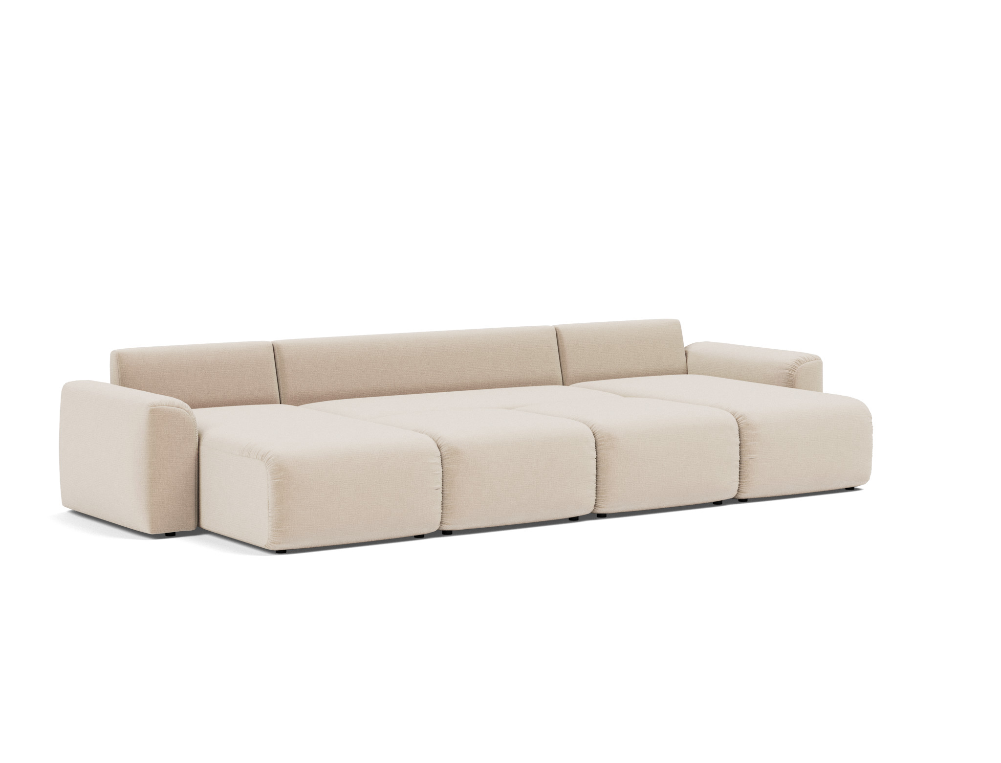 Schlafsofa Norum U-Form mit Chunky-Armlehnen Chenille Esina 410-Almond-Beige
