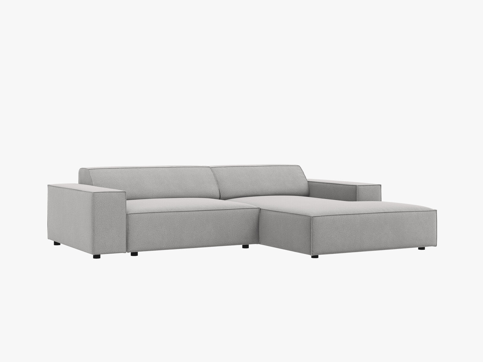 Micadoni Ecksofa Jodie 3-Sitzer Rechts Strukturierter Stoff Megan Hellgrau