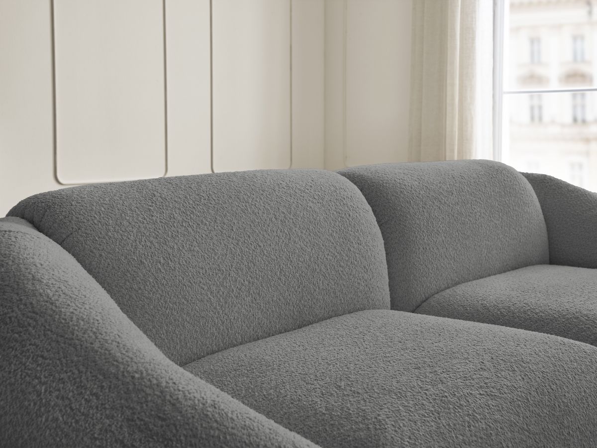 Bobochic Tina Sofa 3-Sitzer Bouclé-Stoff Dunkelgrau