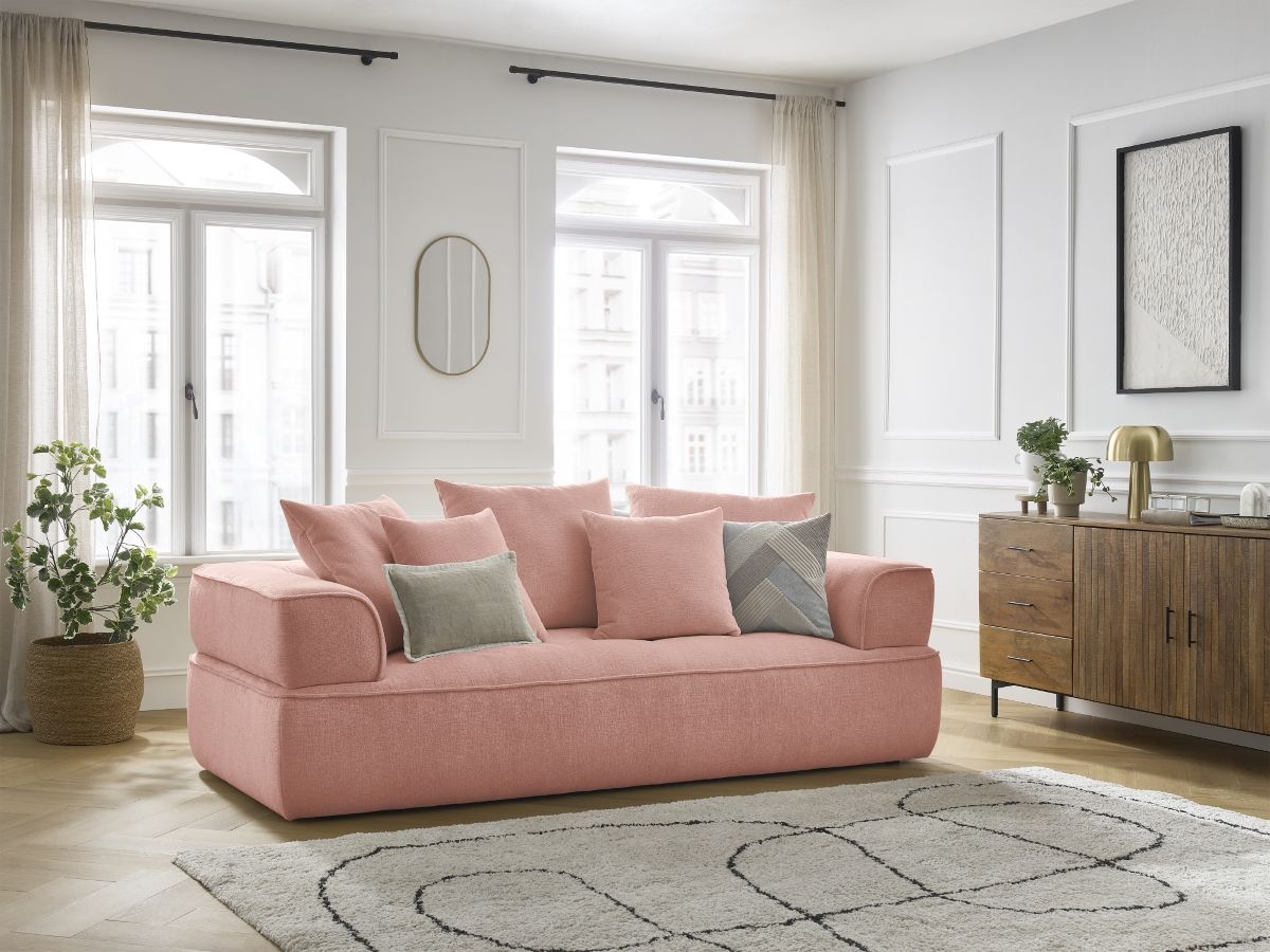 Bobochic Whesley Sofa 3-Sitzer Stoff Rosa