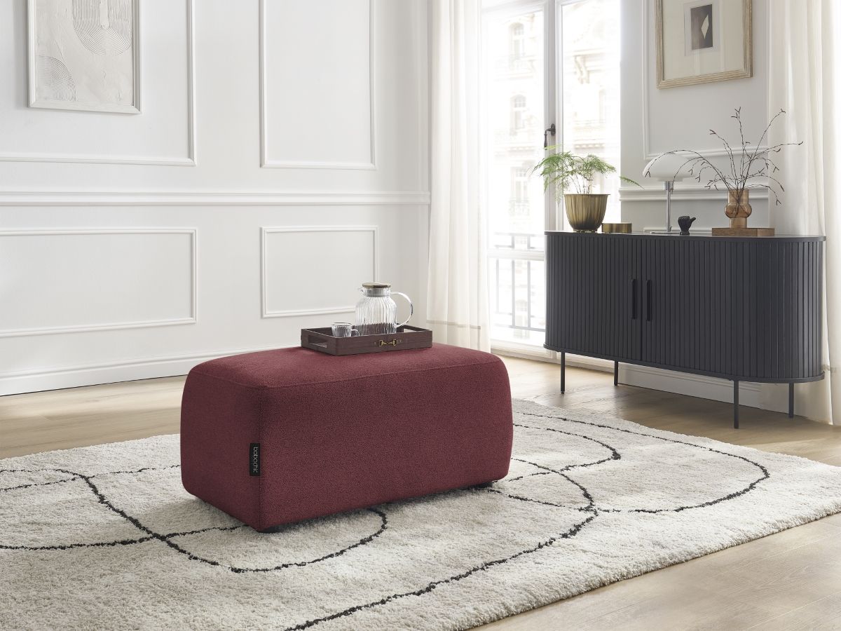 Bobochic Atilla Pouf Melange-Stoff Rot