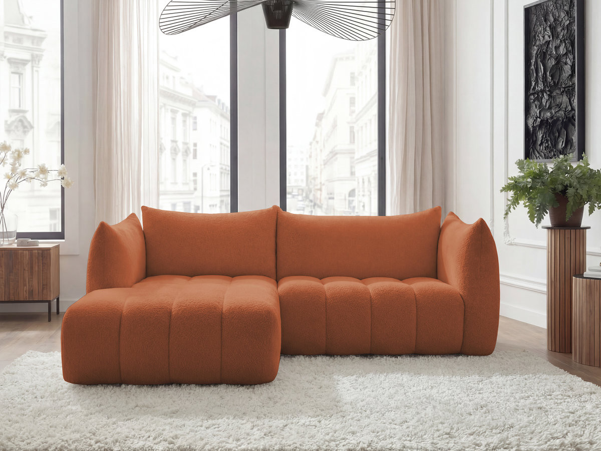 Bobochic Azra Ecksofa 262 × 178 cm Bouclé-Stoff Orange Ecke links