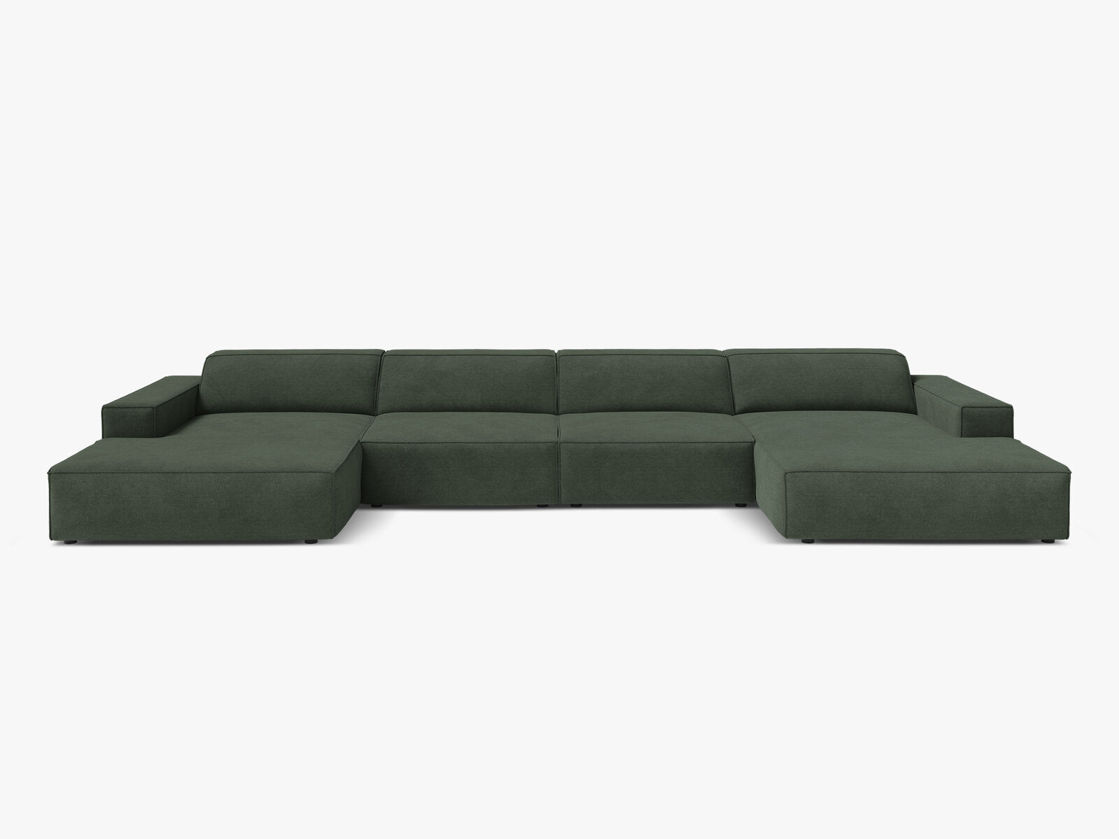 Micadoni Panorama-Sofa Jodie 6-Sitzer Strukturierter Stoff Liberty Moosgrün