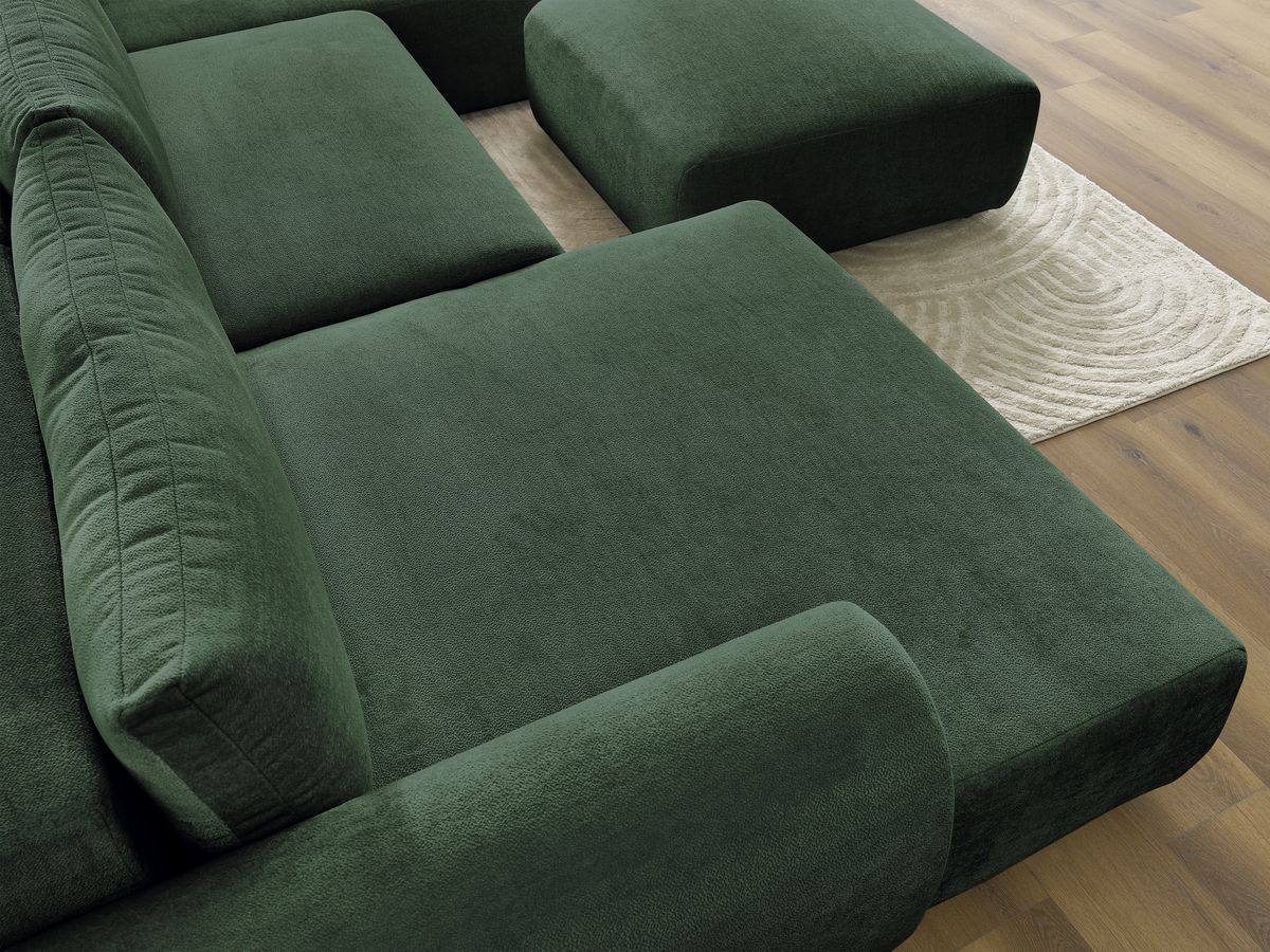 Bobochic Lucien Wohnlandschaft mit Pouf Stoff Grün Ecke links