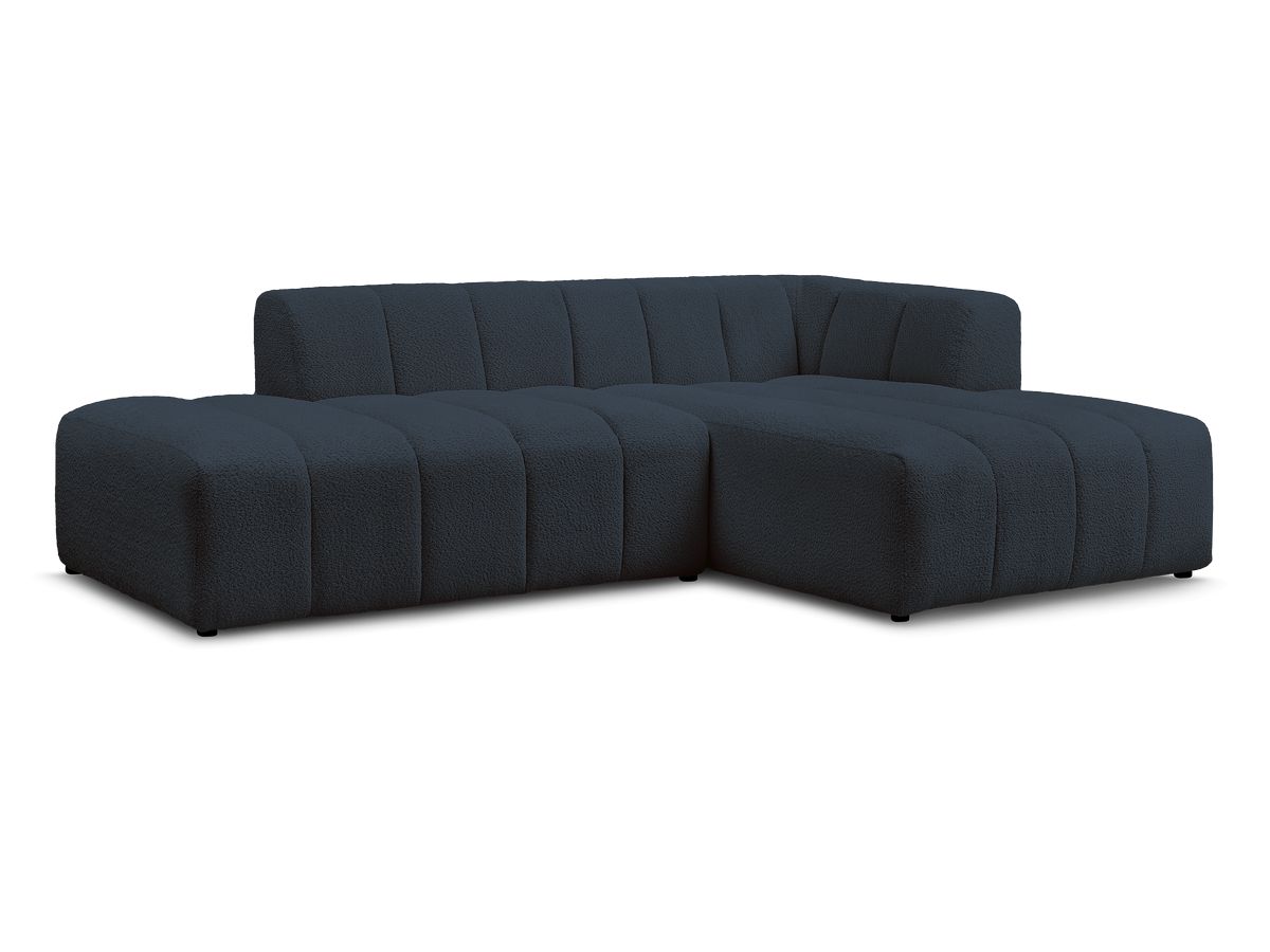 Bobochic Annecy Ecksofa Bouclé-Stoff Dunkelblau Ecke rechts