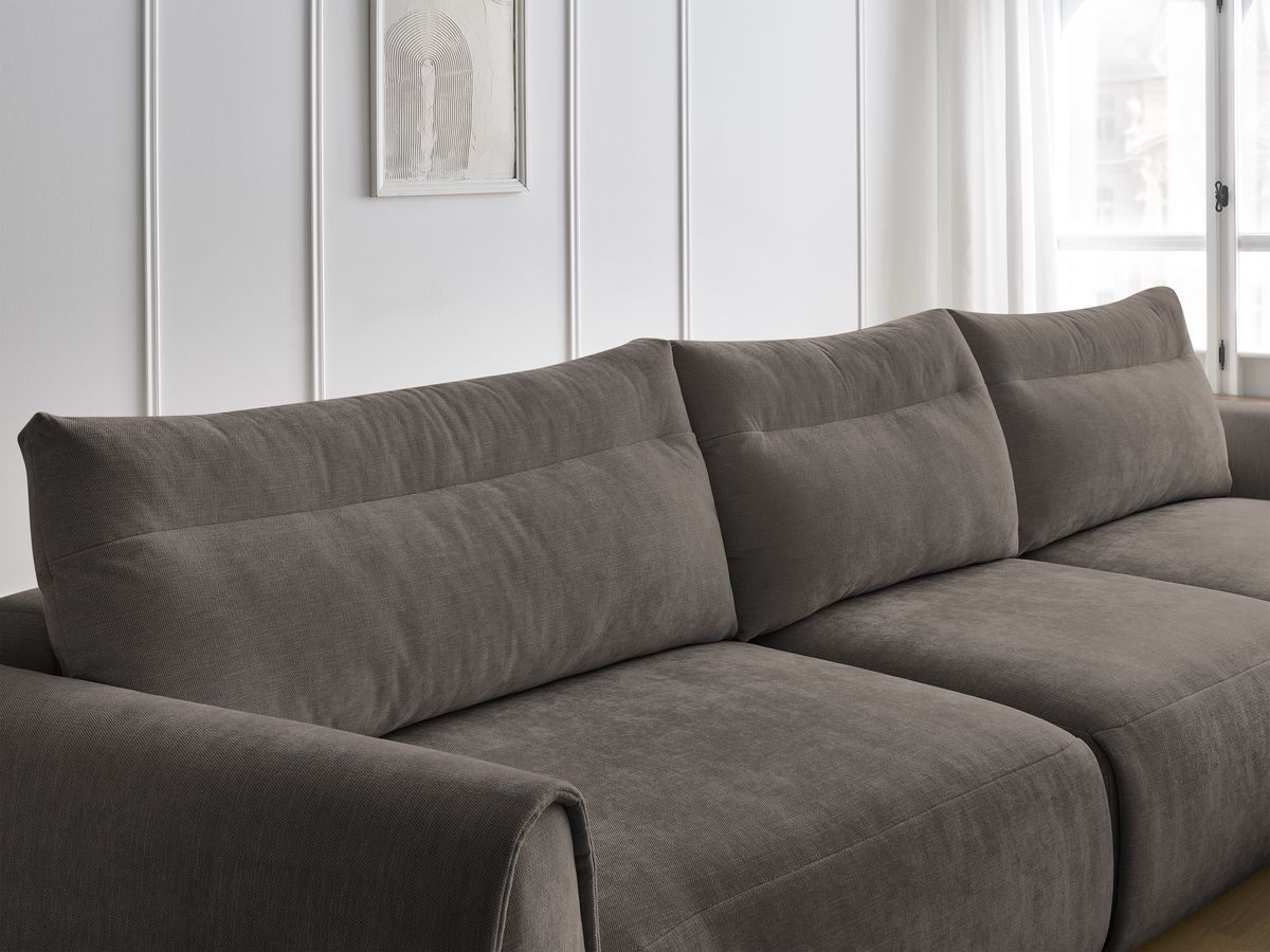 Bobochic Aden Ecksofa 386 × 152 cm Stoff Taupe Ecke rechts
