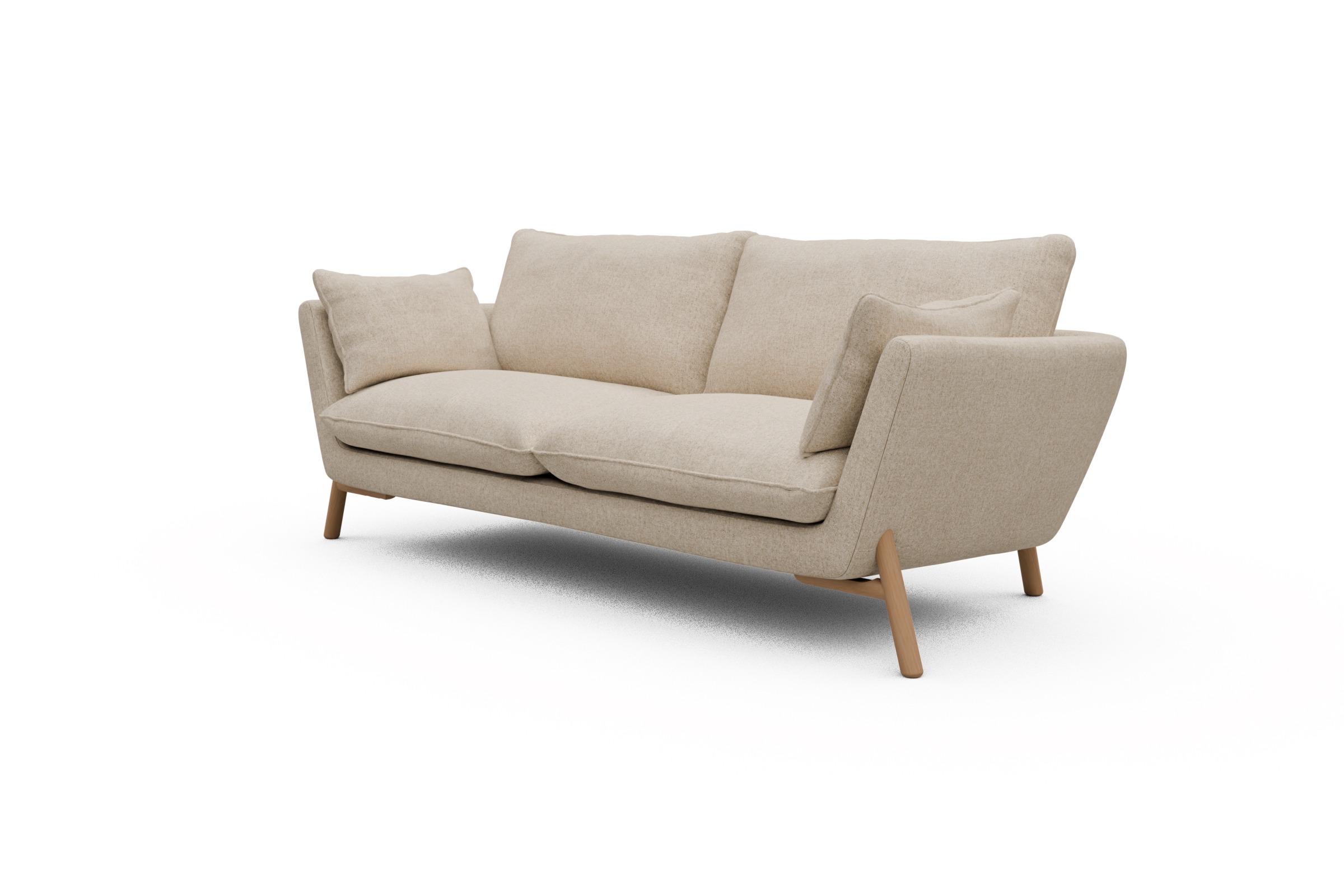 Sofa Emil 3-Sitzer Beinfarbe Eiche Natur Casone-Natural-Beige