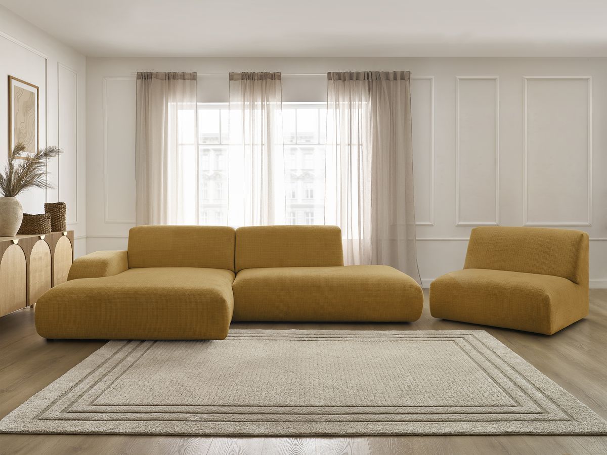Bobochic Sirius Ecksofa 405 × 170 cm Strukturstoff Gelb Ecke links