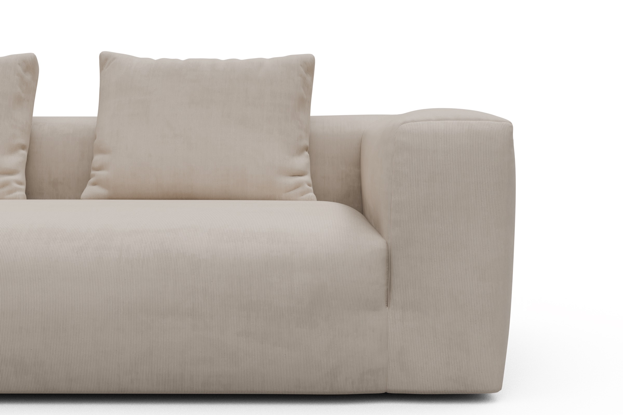 Wohnlandschaft Fred mit 2-Sitzer und Chaiselongue beidseitig Cordufine-Off-White