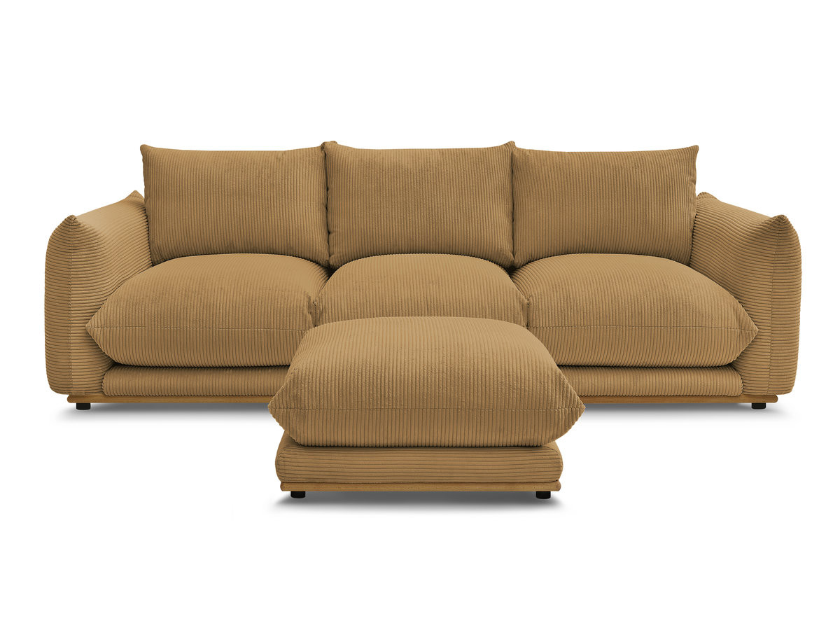 Bobochic Ernest Sofa 3-Sitzer mit Pouf 266 × 106 cm Cordsamt Gelb