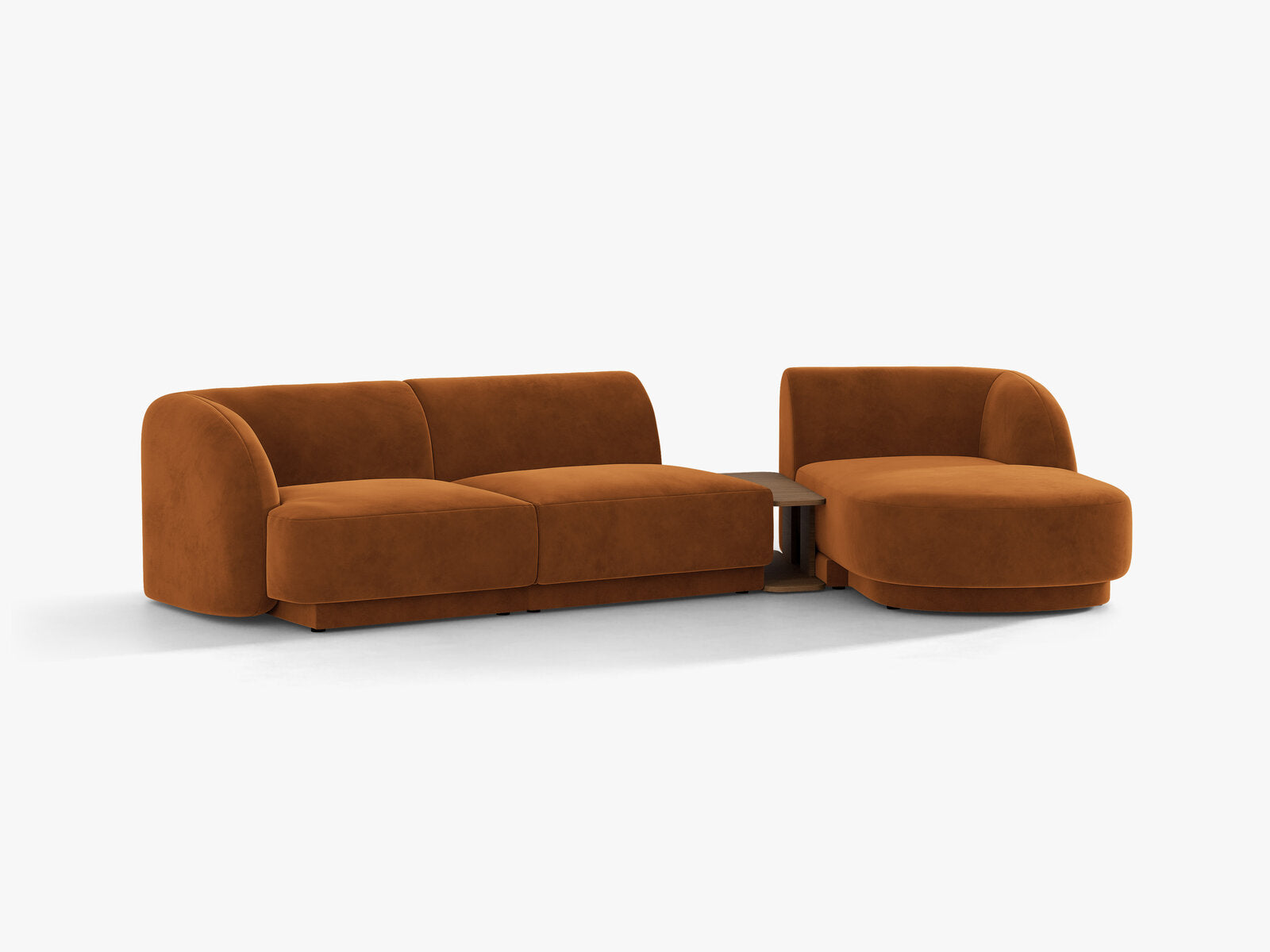 Micadoni Modulares Sofa Miley mit Recamiere 3-Sitzer Rechts Samt Bluvel Terrakotta