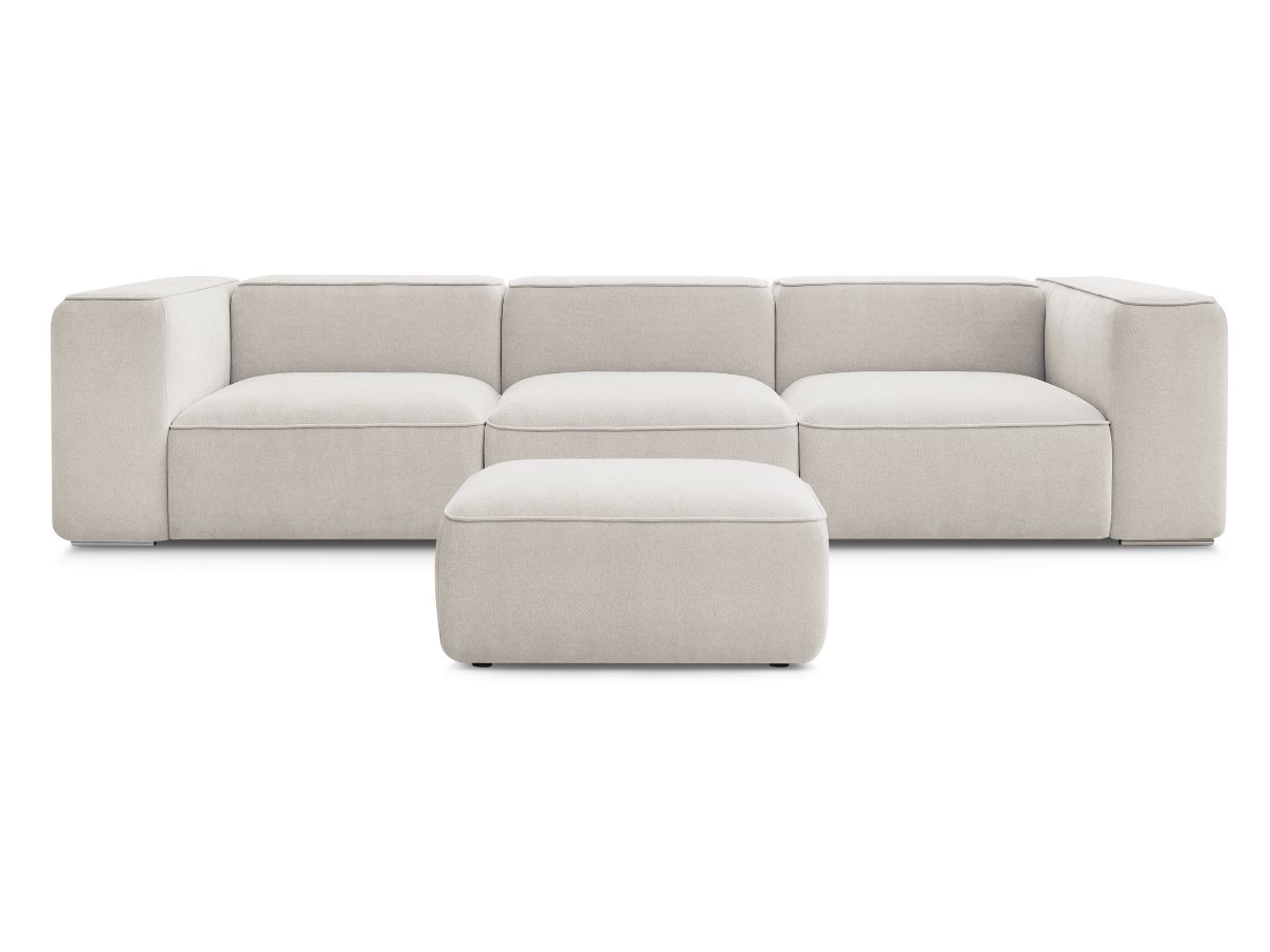 Bobochic Zephyr Sofa 4-Sitzer mit Pouf Strukturstoff Beige