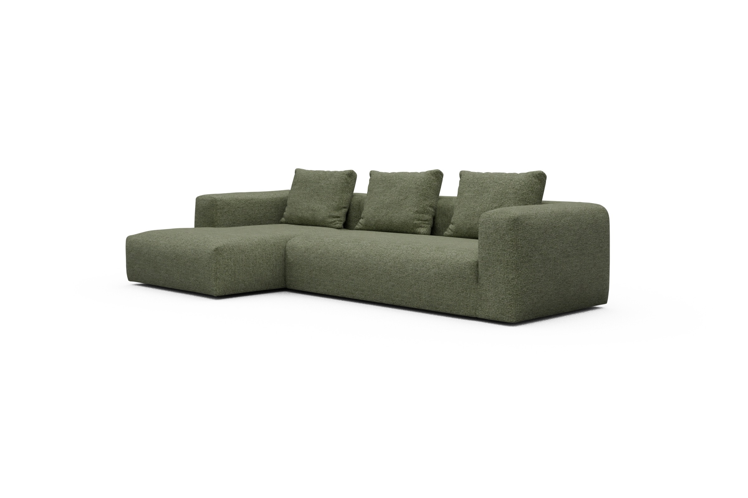 Ecksofa Fred Chaiselongue links mit 2,5-Sitzer Carreno-Vivid-Green