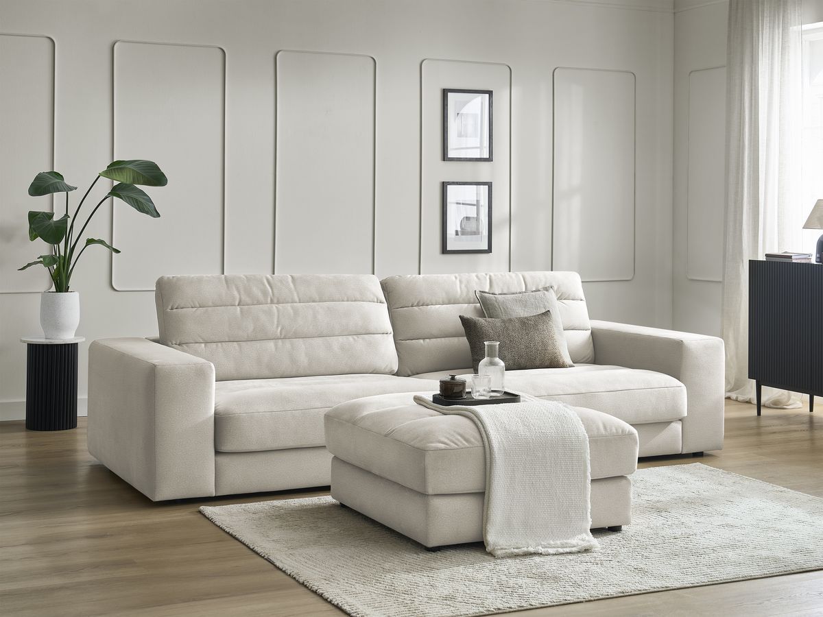 Bobochic Sierra Sofa 4-Sitzer mit Pouf Samt Beige