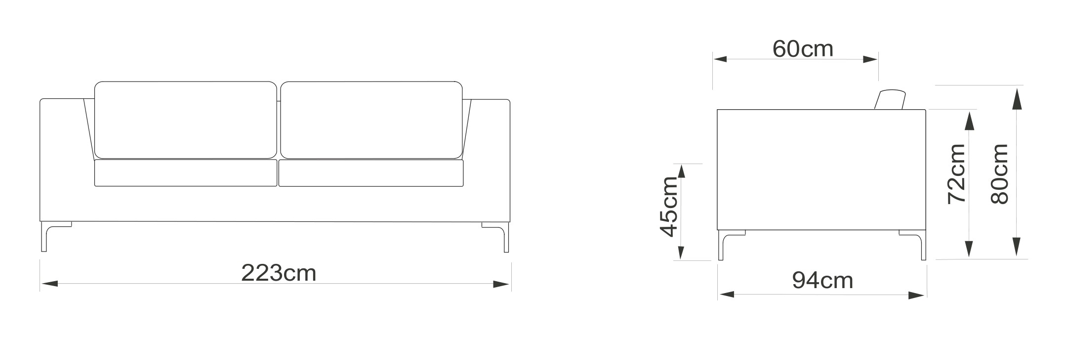 Sofa Theo 3-Sitzer Strukturierter Stoff Sama 336-Grey