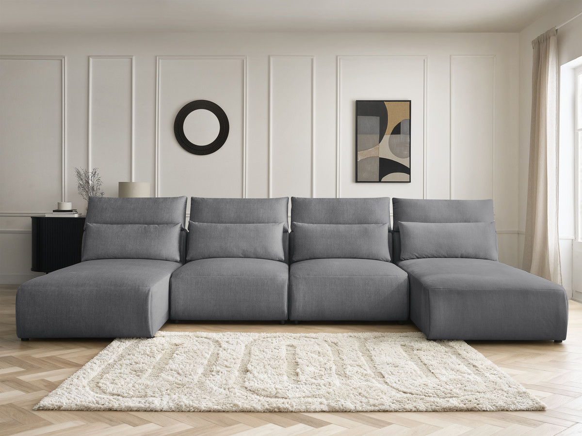 Bobochic Jana Wohnlandschaft Samt Dunkelgrau