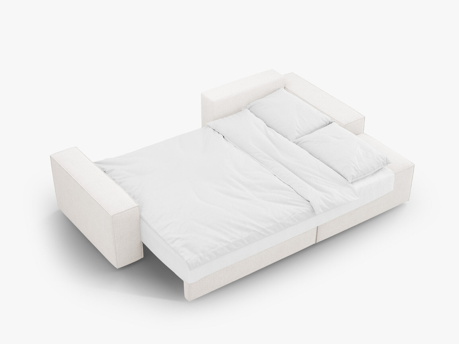 Micadoni Schlaf-Ecksofa Jodie 3-Sitzer Rechts Boucle Weiß