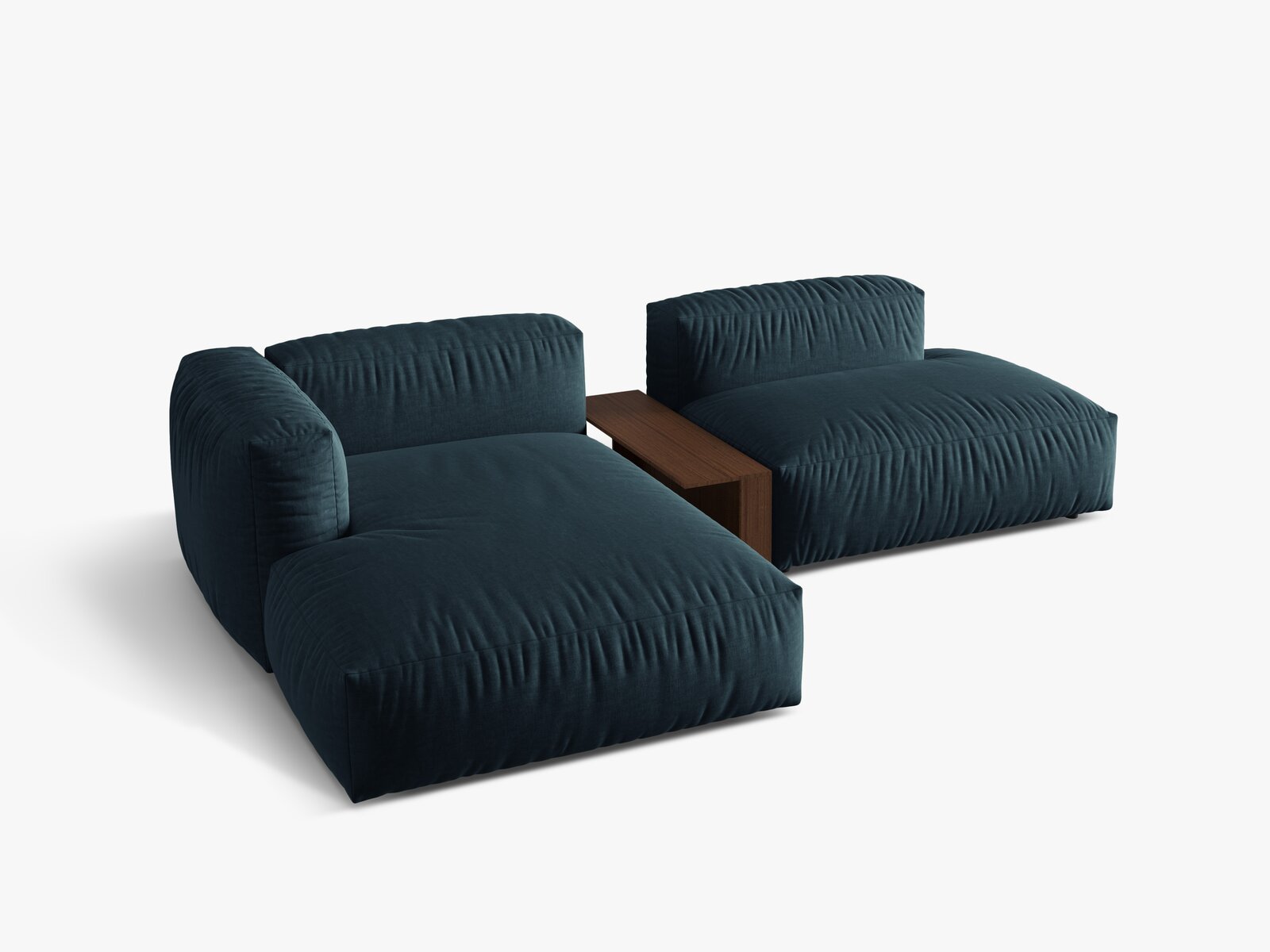 Micadoni Ecksofa Martina 2-Sitzer mit Couchtisch Links Strukturierter Stoff Jeansblau