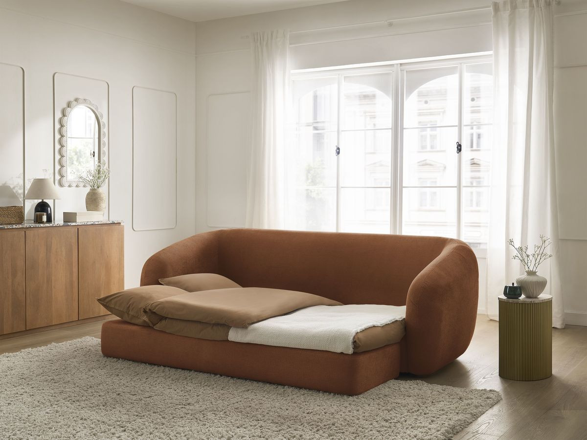 Bobochic Neyo Schlafsofa 3-Sitzer Stoff Orange