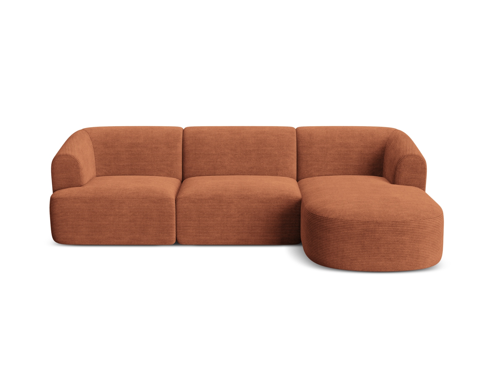 Cosmopolitan Design Ecksofa Campi 4-Sitzer Kord Lincoln D Terrakotta Rechts