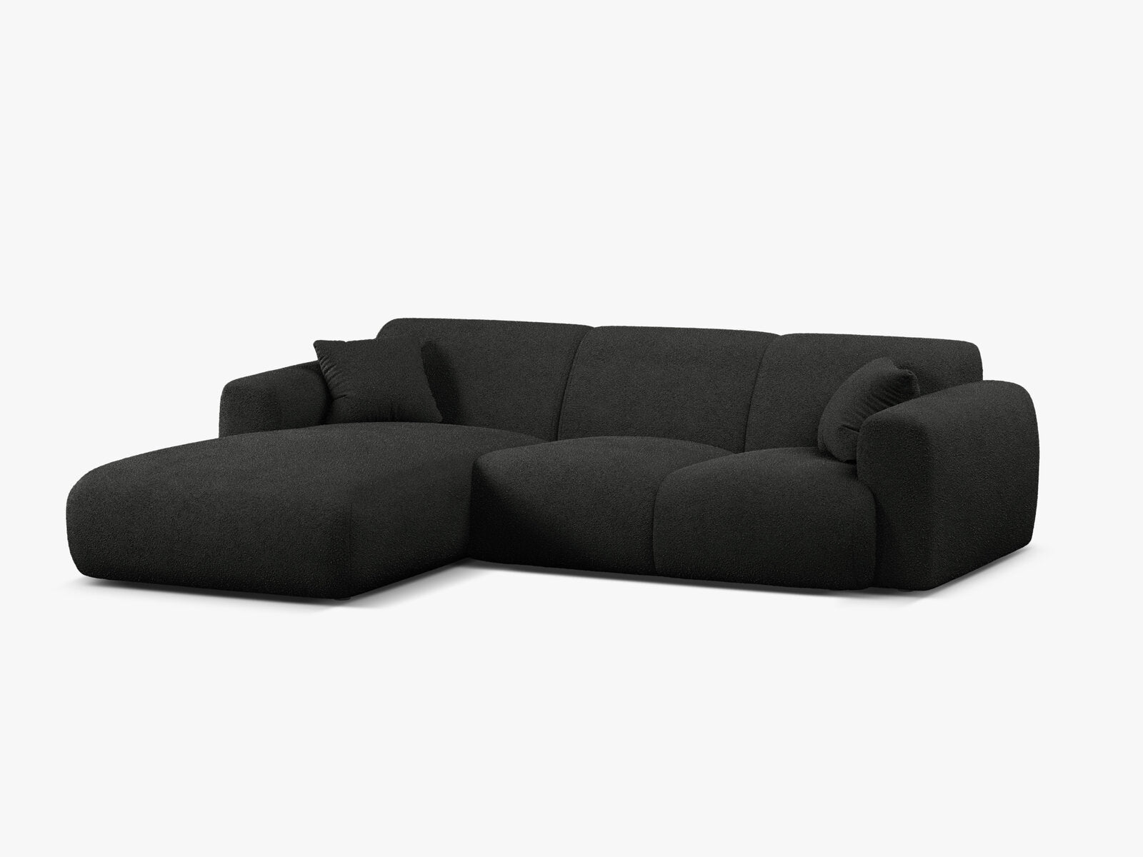 Micadoni Ecksofa Molino 4-Sitzer Links Boucle Baloo Schwarz