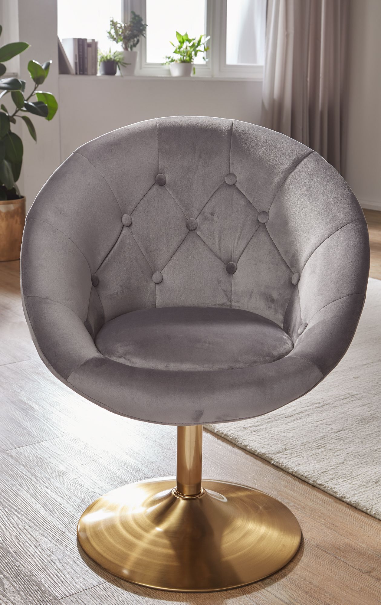 Loungesessel Fresvik Samt Grau 67 × 62 × 100 cm