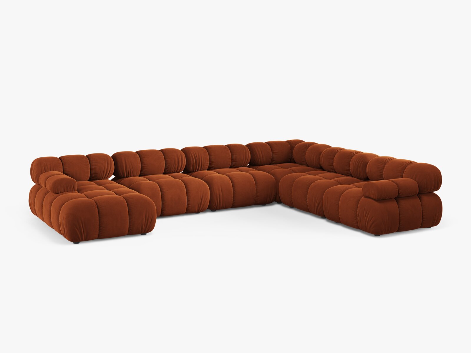 Micadoni Modulares Panorama Ecksofa Bellis 8-Sitzer Rechts Samt Bluvel Terrakotta