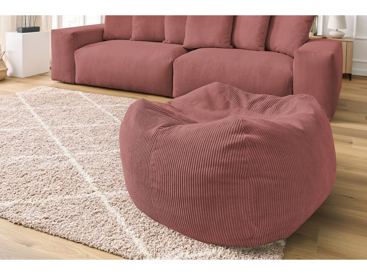 Bobochic Voltaire Sofa 5-Sitzer mit Pouf Cordsamt Rosa