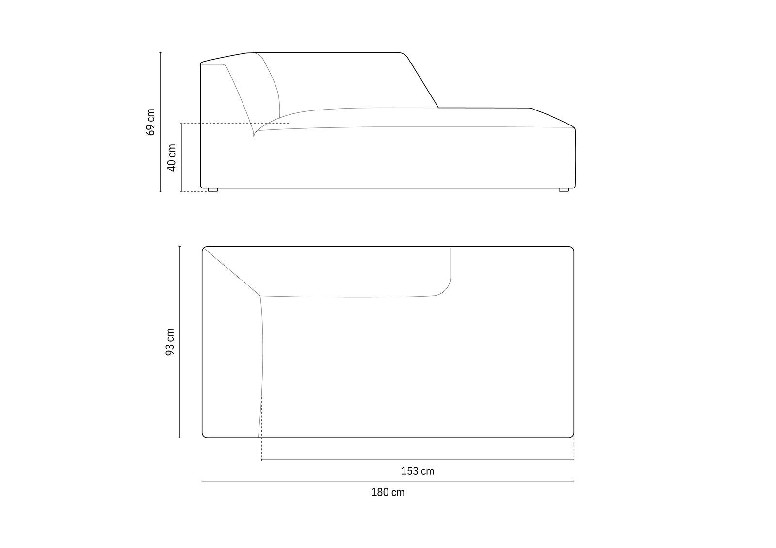 Micadoni Recamiere Ruby 1-Sitzer Links Kord Scala Blau