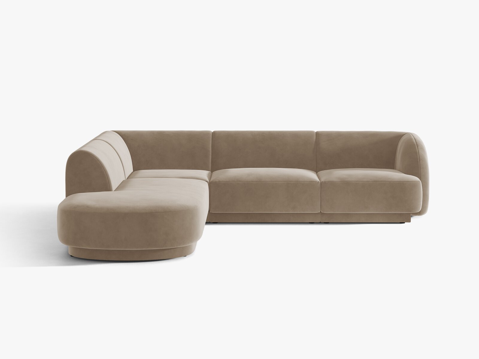 Micadoni Ecksofa Miley 6-Sitzer Links Samt Bluvel Cappuccino