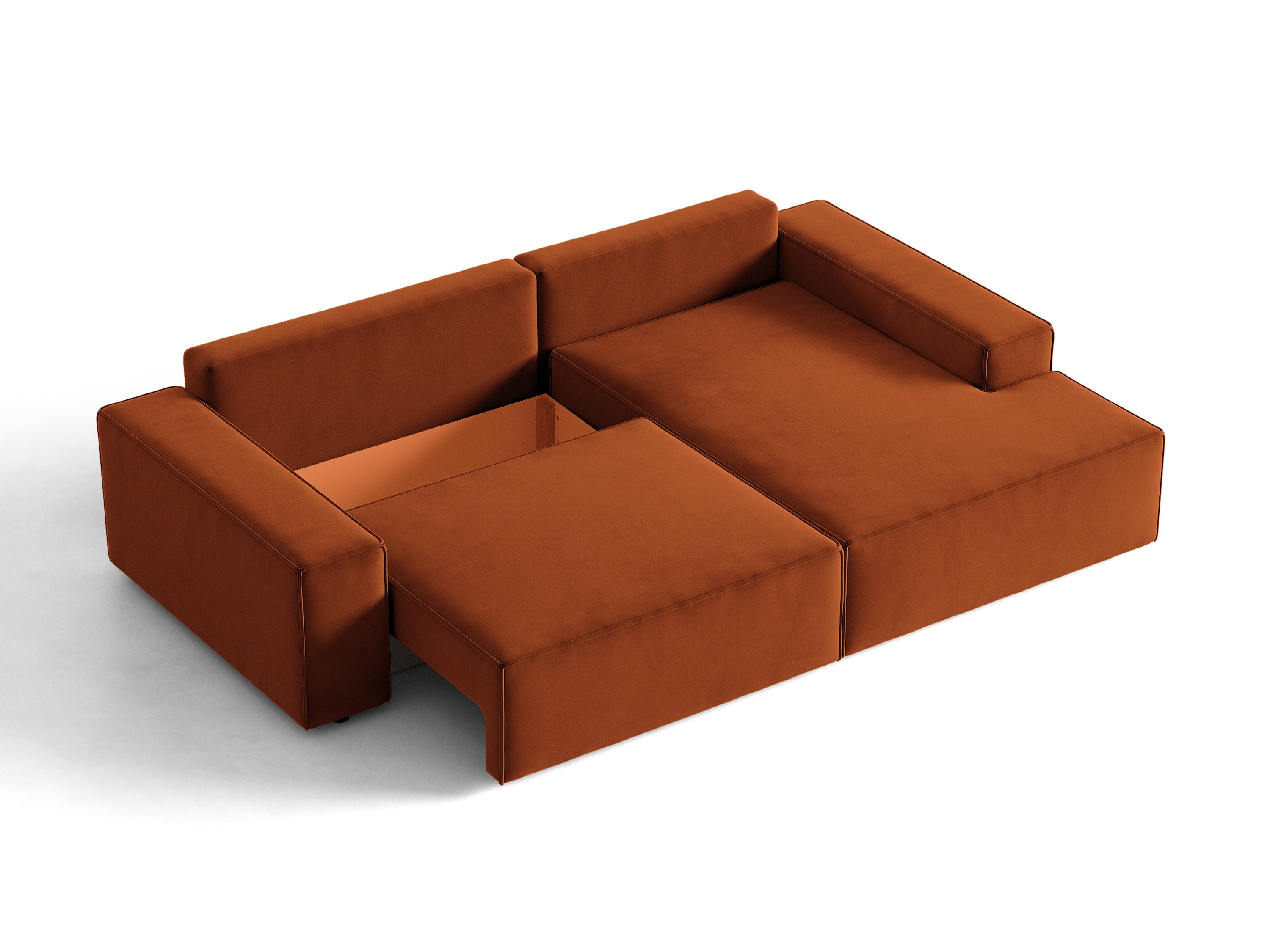 Micadoni Schlaf-Ecksofa Jodie 3-Sitzer Samt Bluvel Terrakotta Rechts