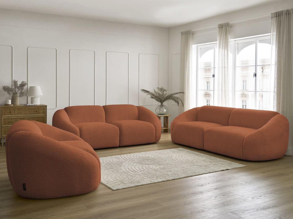 Bobochic Tina Sofa 6-Sitzer Bouclé-Stoff Orange