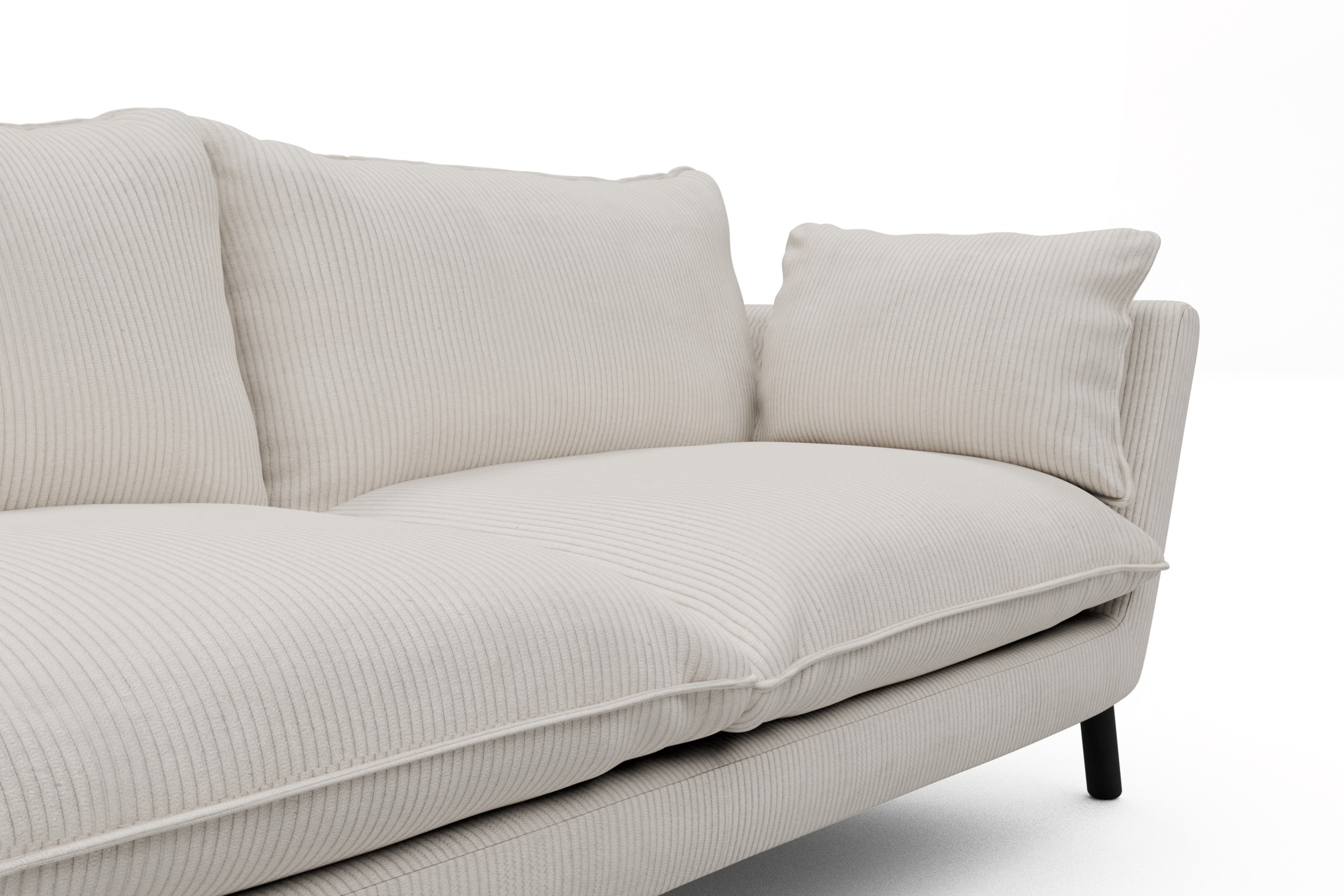 Sofa Emil PREMIUM 2-Sitzer Beinfarbe Eiche Schwarz Corduroy-Ivory