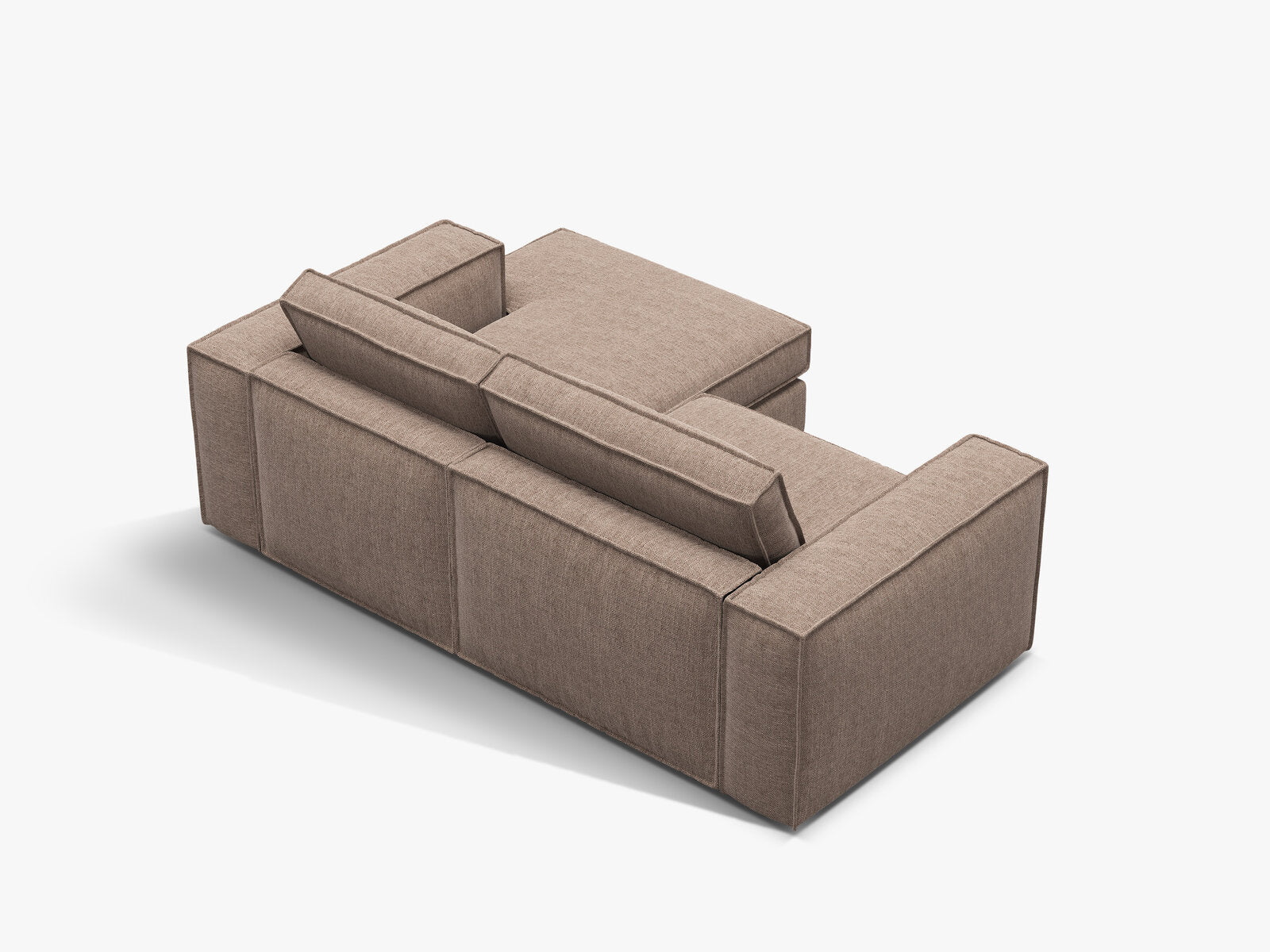 Micadoni modulares Ecksofa Pola 2-Sitzer kleine Version Rechts Strukturierter Stoff Babel Hellbraun