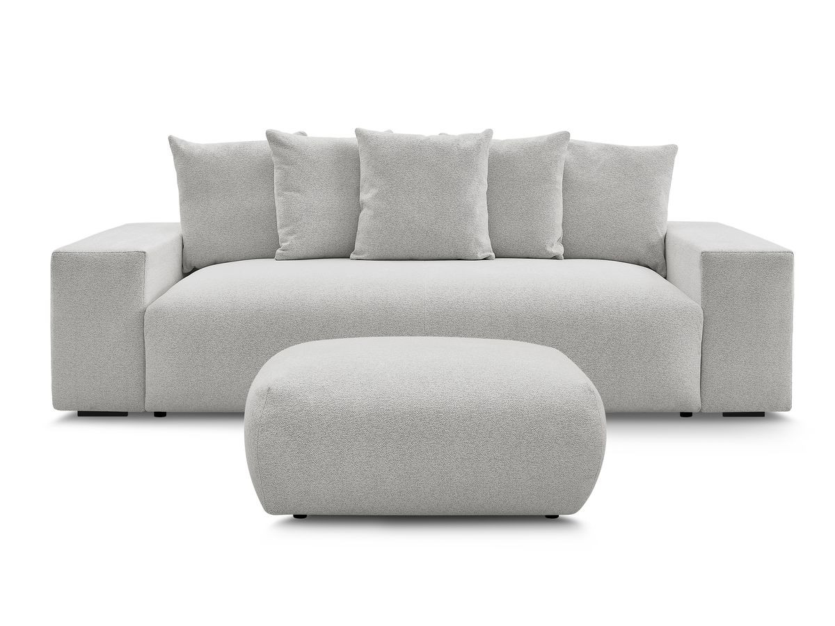 Bobochic Voltaire Sofa 4-Sitzer mit Pouf 280 × 124 cm Melange-Stoff Hellgrau