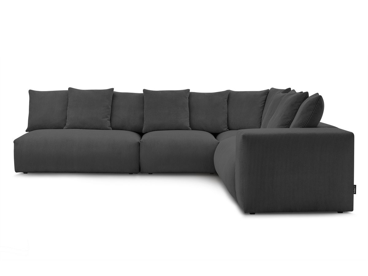 Bobochic Voltaire Ecksofa 322 × 268 cm Cordsamt Dunkelgrau Ecke rechts