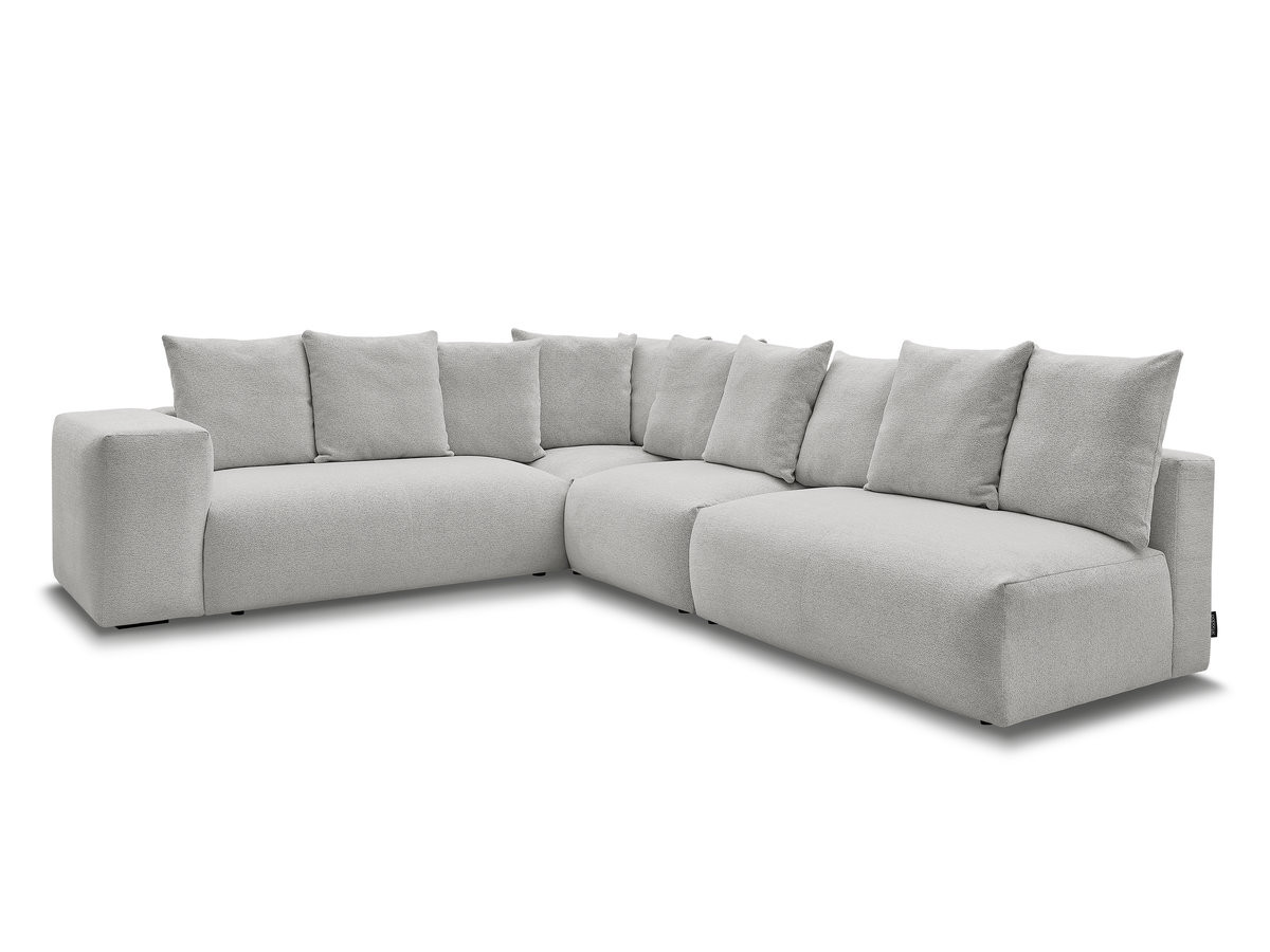 Bobochic Voltaire Ecksofa 322 × 268 cm Melange-Stoff Hellgrau Ecke links