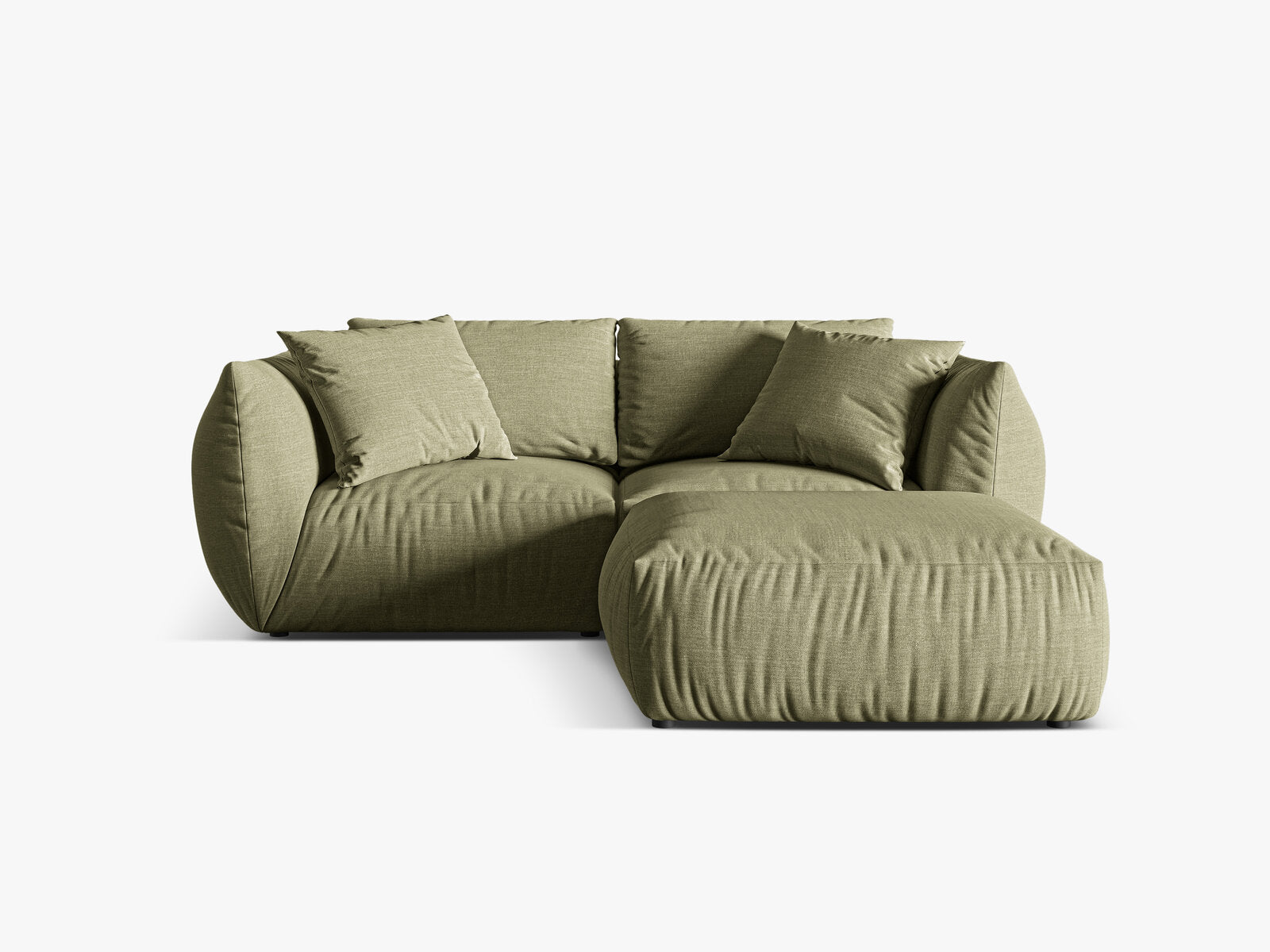 Micadoni Modulares Sofa Chris 4-Sitzer Strukturierter Stoff Hellgrün