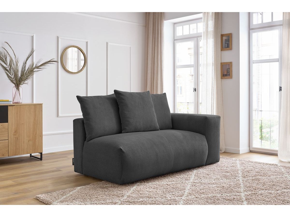 Bobochic Voltaire Sofamodul 2-Sitzer 178 × 100 cm Cordsamt Dunkelgrau Ecke rechts