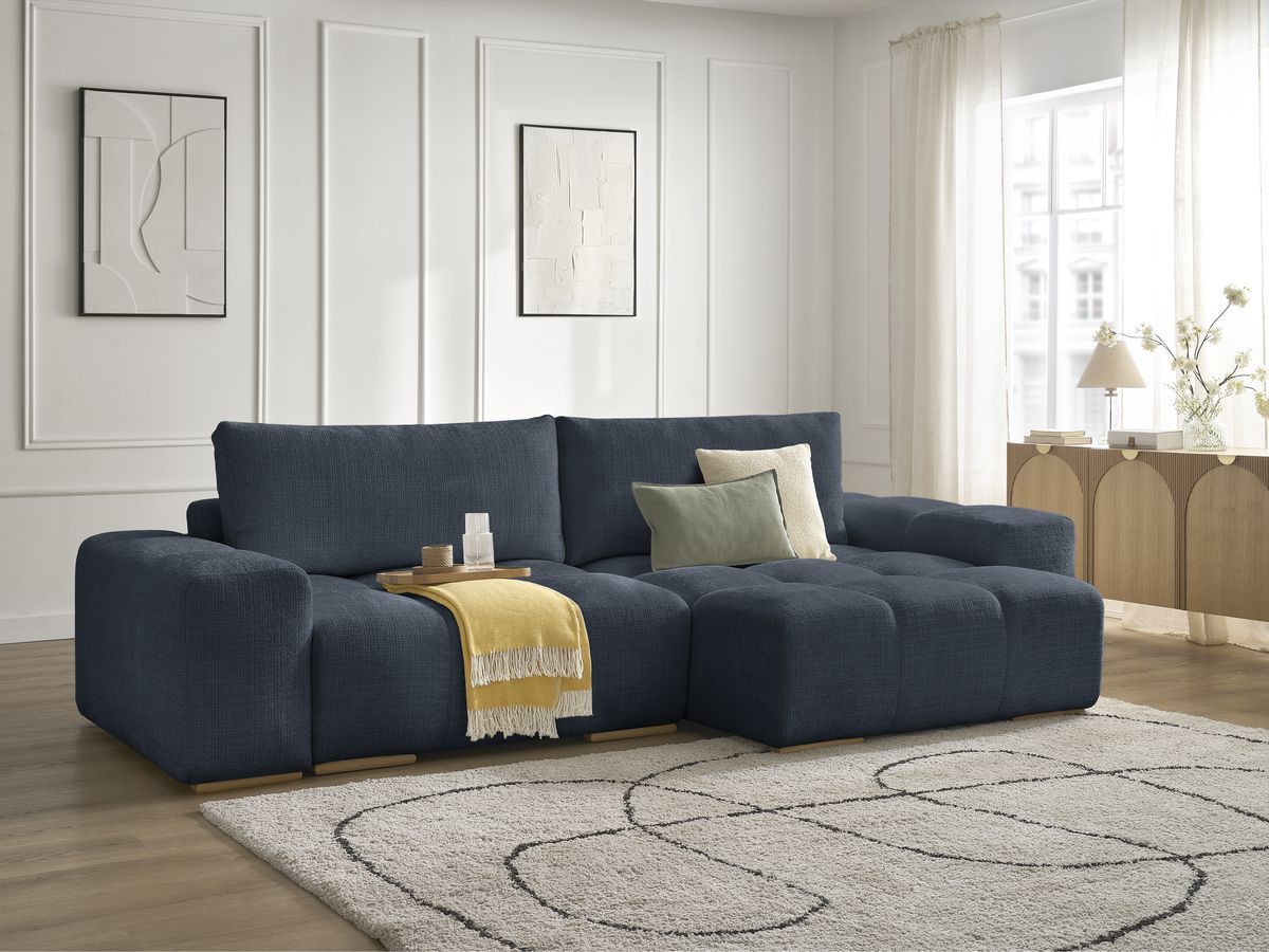 Bobochic Anakin Ecksofa, 2 Kissen Strukturstoff Dunkelblau