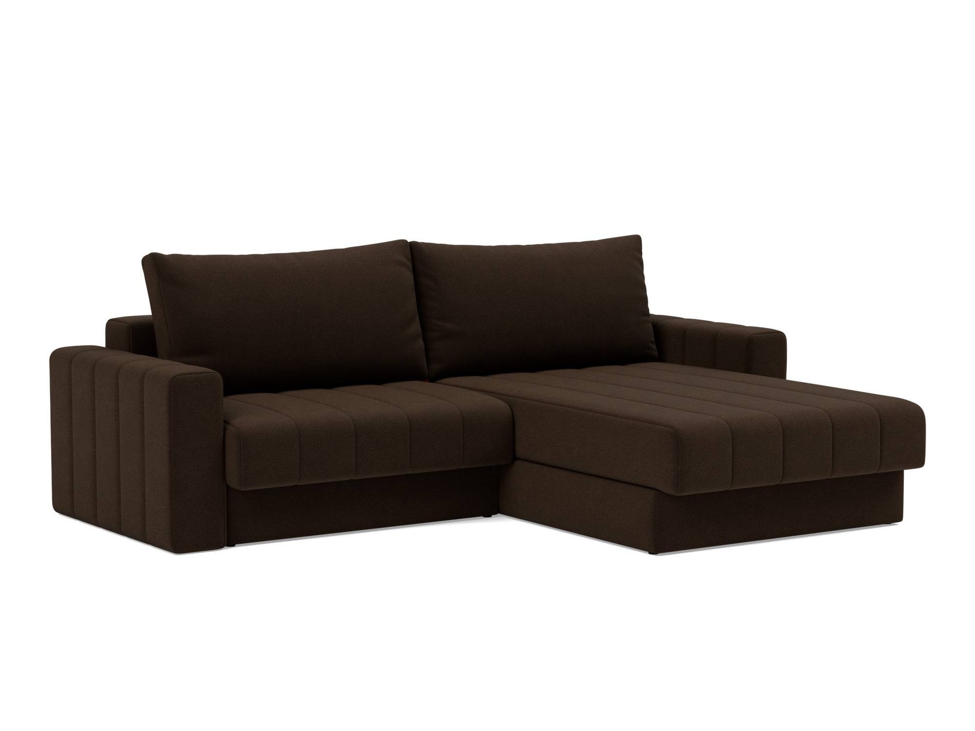Schlafsofa Akello mit Chaiselongue und Armlehnen Strukturierter Stoff Taura 358-Chocco