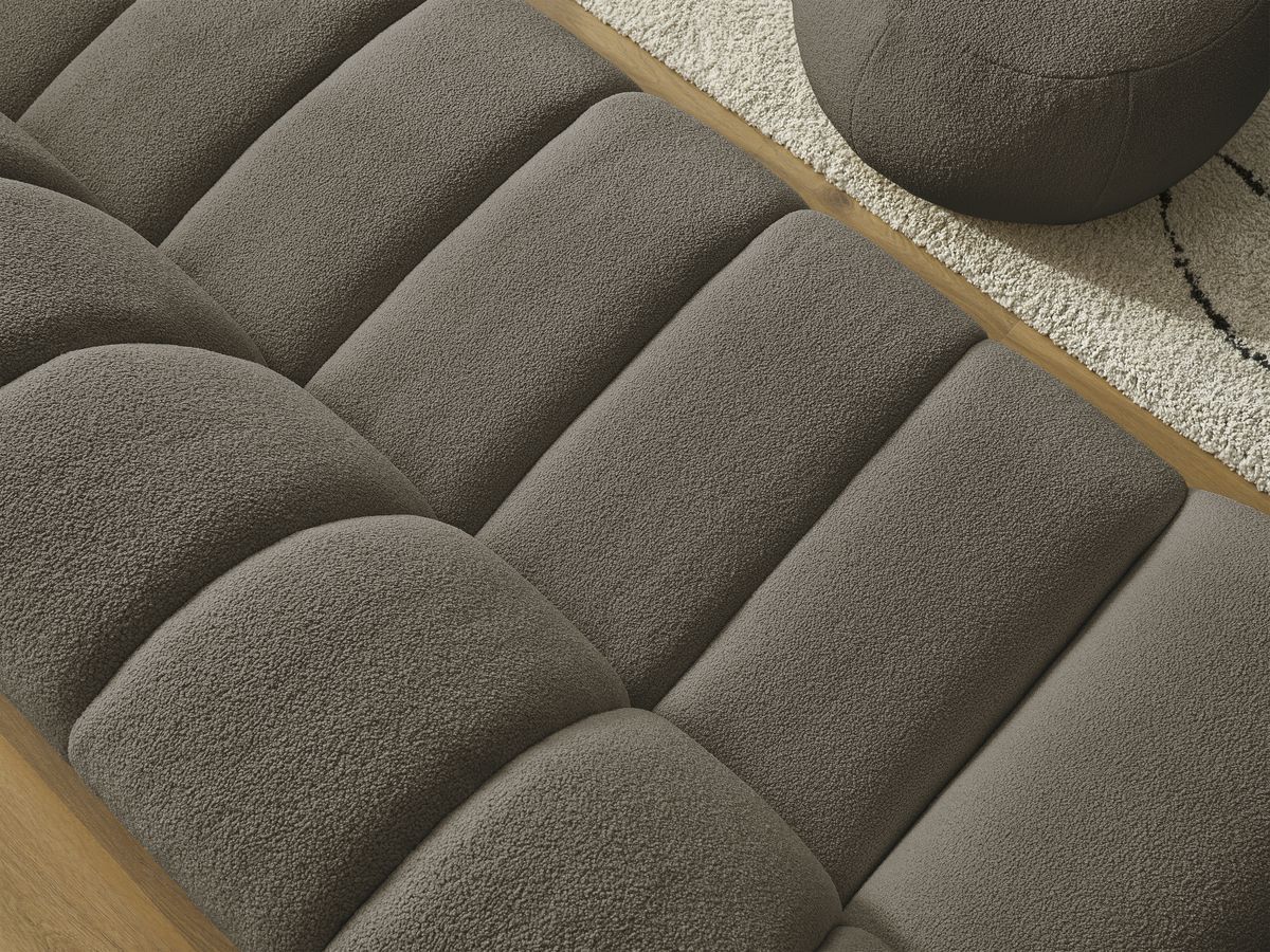 Bobochic Hayden Sofa 4-Sitzer mit Pouf Bouclé-Stoff Braun