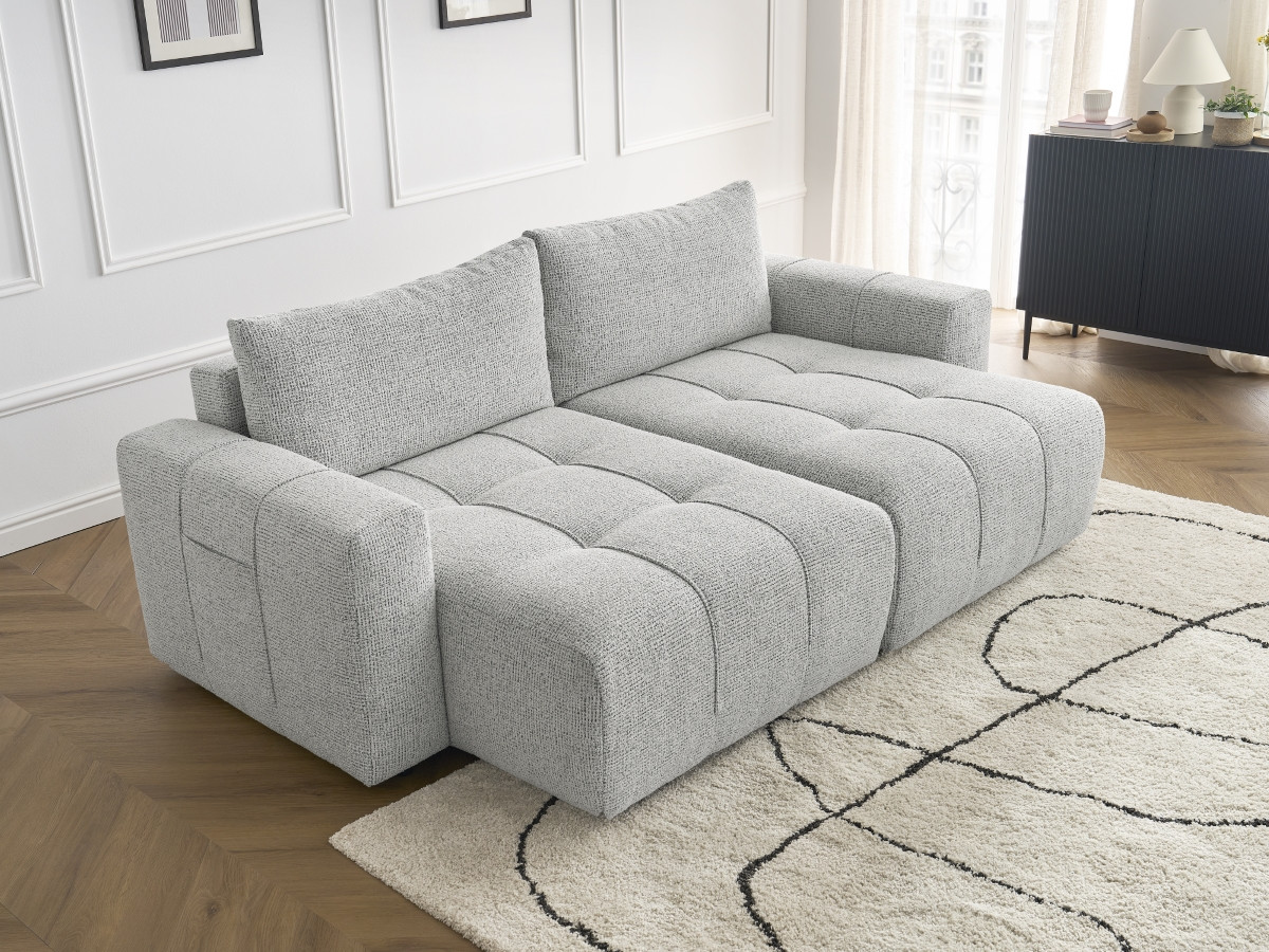 Bobochic Arsene Sofa 4-Sitzer Melange-Stoff Hellgrau