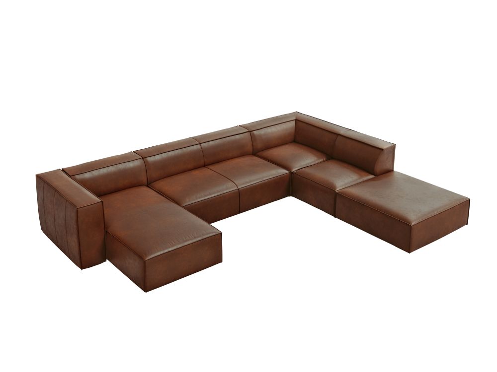 Cosmopolitan Design Panoramasofa Turin 6-Sitzer 365 cm Leder Granada Braun Rechts