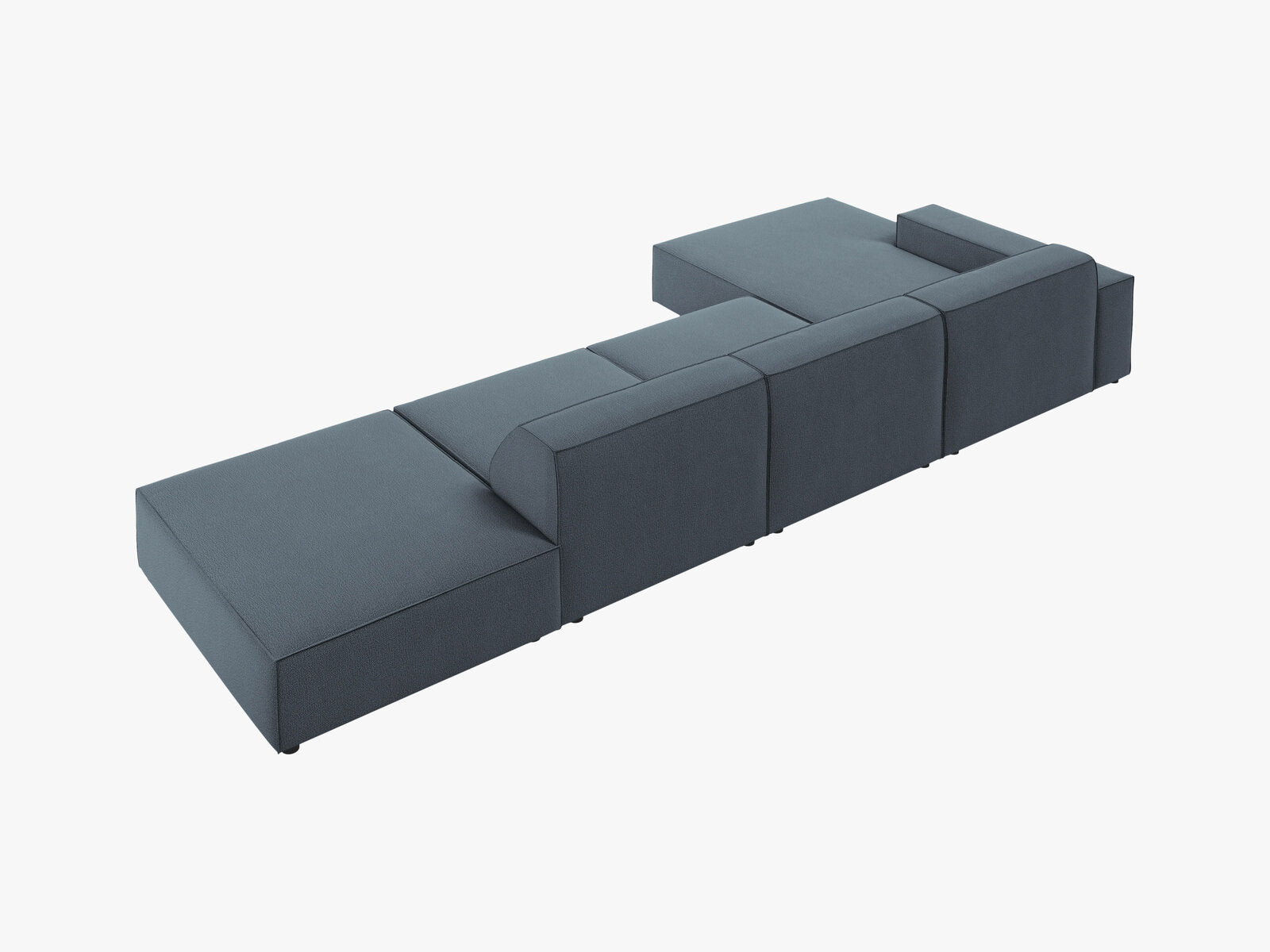 Micadoni Ecksofa Jodie 5-Sitzer Links Strukturierter Stoff Megan Blau
