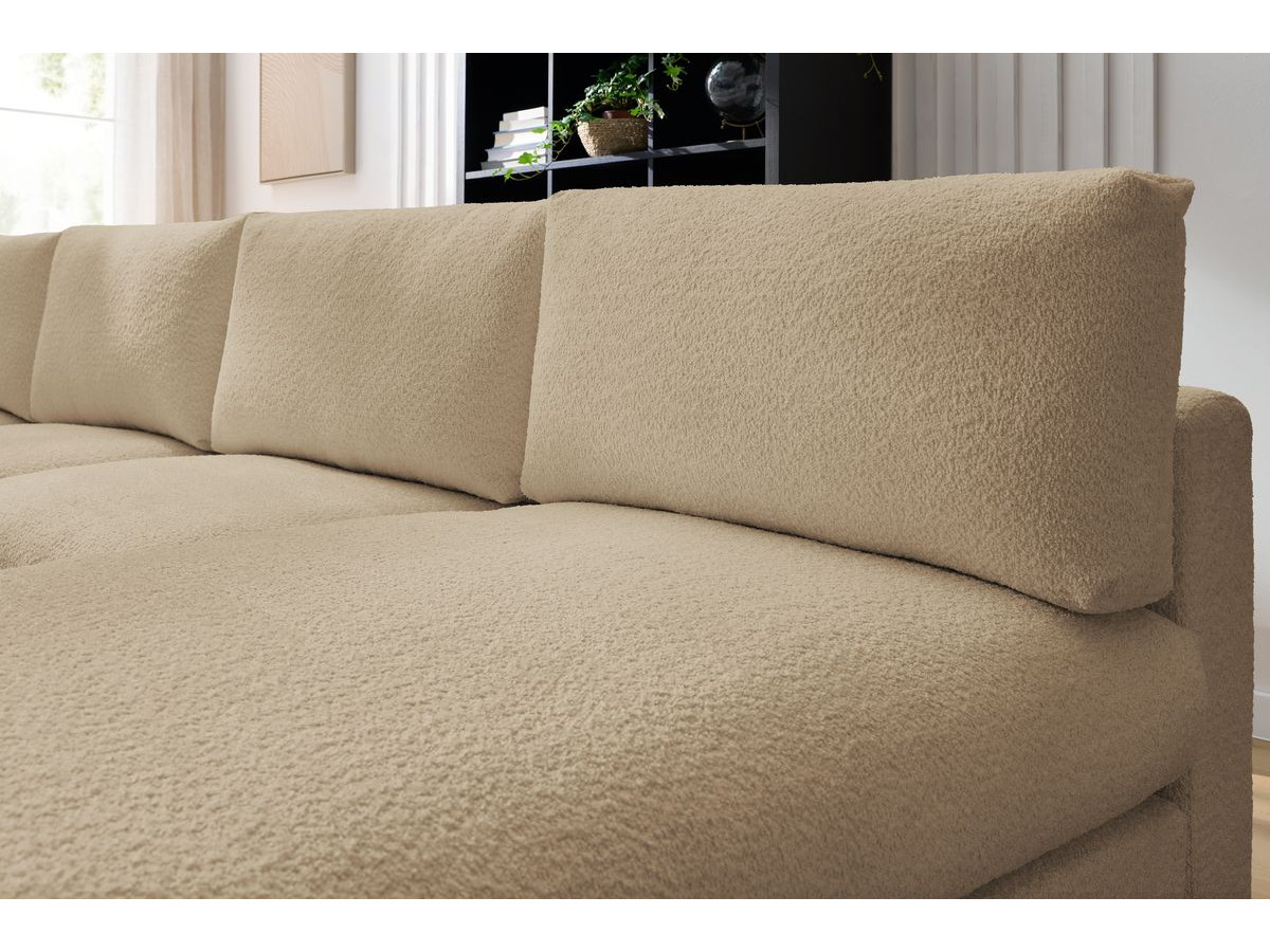 Bobochic Paris Ecksofa mit Pouf 369 × 262 cm Bouclé-Stoff Braun