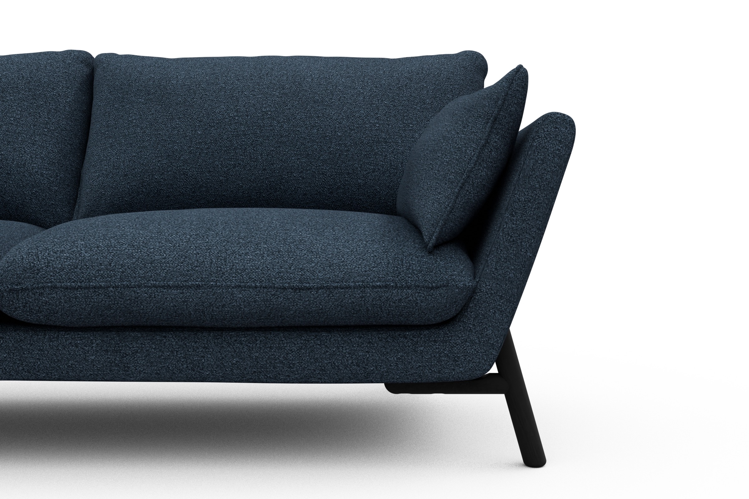 Sofa Emil 3-Sitzer Beinfarbe Eiche Schwarz Boucle-Blue
